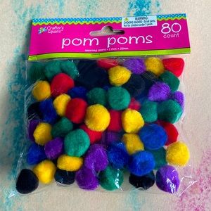 New Crafter's Square by Greenbrier Inc One Bag Assorted Colors Pom Poms 80 Count